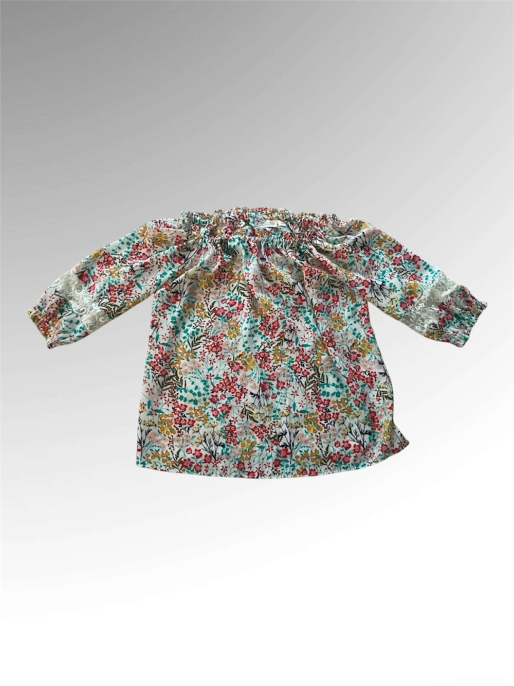 Vintage Y2K NY&Co Floral Lace Trim Peasant Blouse - Boho/Cottagecore/Romanti